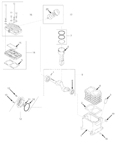 Pump Parts Diagram and Parts List for 3JR85E  Campbell Hausfeld Compressor